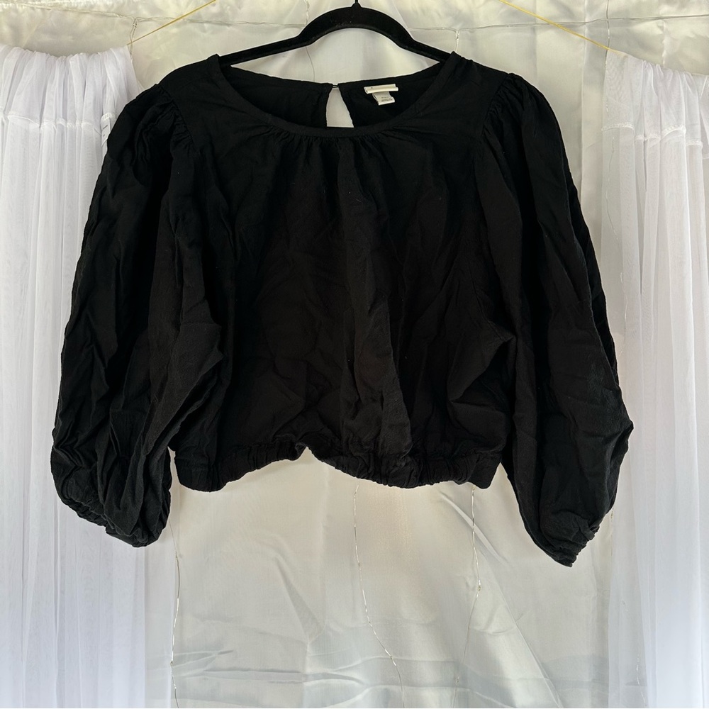 a new day Black Balloon Sleeve Blouse